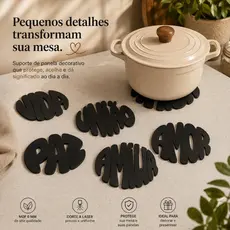 Descanso Suporte de Panela MDF 6mm Kit Decorativo Vida Amor Paz União Família Corte a Laser