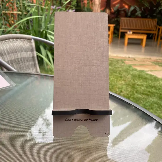 Porta Celular Suporte em MDF - Com gravação a laser - Creme Don't Worry