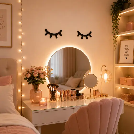 Par de Cílios Decorativos MDF Preto Premium para Quarto Penteadeira e Salão fixação limpa - Okiitech
