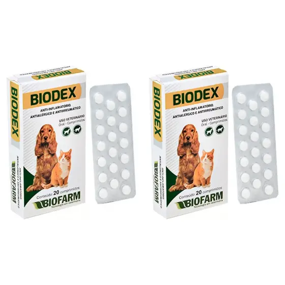 Biodex 40 comprimidos | Antialégico e Anti-inflamatório para cães e gatos | Biofar