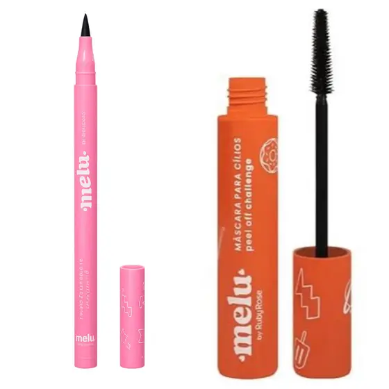 Conjunto Ruby Rose: Máscara para Cílios Peel-Off Melu RR-5151 + Delineador HB094 - Volumizador