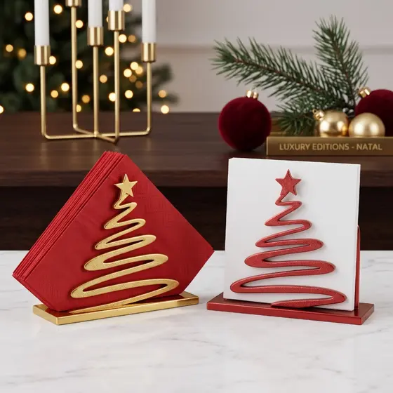 Porta Guardanapo Árvore Natal Mesa Posta Decoração Natalina Enfeite Decorativo Guardanapo Papel Tecido