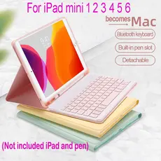 Capa Com Teclado Para ipad mini 1 2 3 4 5 6 7 Sem Fio Bluetooth De Couro Fino Porta-Lápis