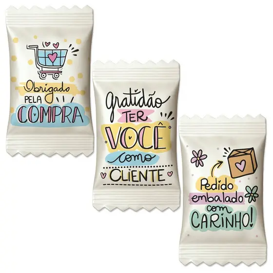 Balas Gratidão Ter Você Como Cliente Brinde Mimo Lembrancinha (Tradicional Soft Já Personalizadas)