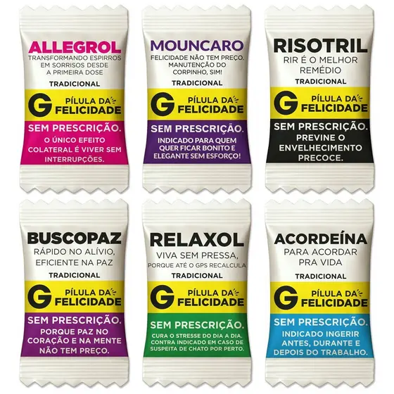 Kits Balas Divertidas Pílulas da Felicidade Festas e Formaturas - Soft Tradicional Já Personalizadas