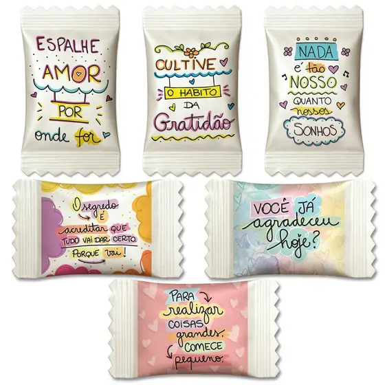 Balas 6 Frases Inspiradoras Motivacionais Lembrancinha Brinde (Tradicional Soft Já Personalizadas)