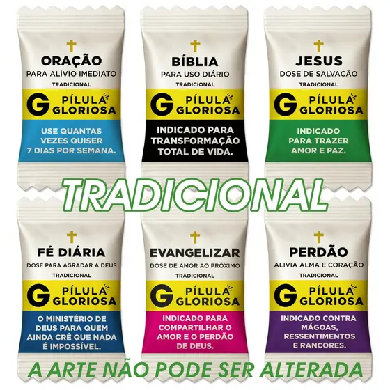 Balas Pílula Gloriosa Fé Religiosa Cristã Evangelho Espiritual (Tradicional Soft Já Personalizadas)