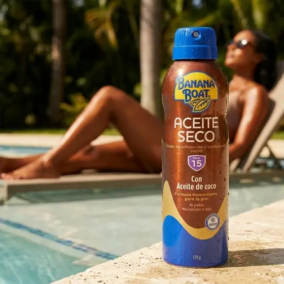Bronzeador Banana Boat Óleo Seco 170g – Bronzeado Radiante com Proteção Solar 15 FPS
