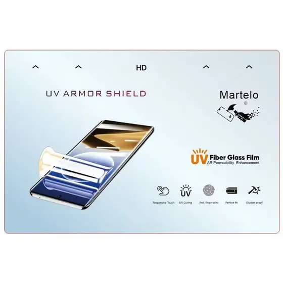 PELICULA UV ARMOR SHIELD AUTO-FORMADO VIDRO 9H COM Revestimento Eletrodeposicao HD KIT X10 UNIDADES