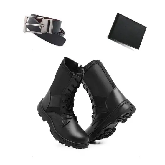 KIT Completo – Coturno Militar Tático Masculino + Carteira + Cinto | Estilo, Conforto e Resistência