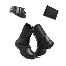 KIT Completo – Coturno Militar Tático Masculino + Carteira + Cinto | Estilo, Conforto e Resistência