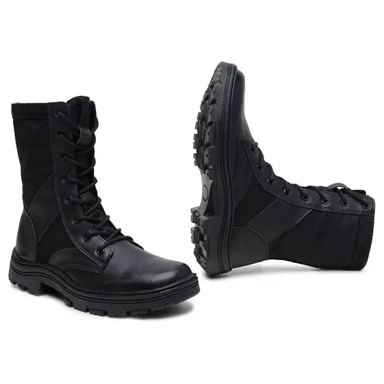 Coturno Motociclista Preto Bota Tática Cano Médio Solado Tratorado