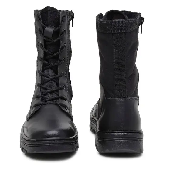 Coturno Militar Tático Masculino Couro Impermeável Tratorado Confortável Estilo Urbano e Resistente E Atraente Reforçado