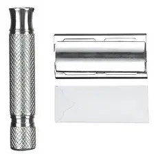 Aparelho Barbeador Estilo Retrô Antigo Metal Lamina Manual Cinza