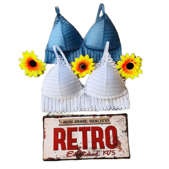 Cropped Feminino de Renda com bojo