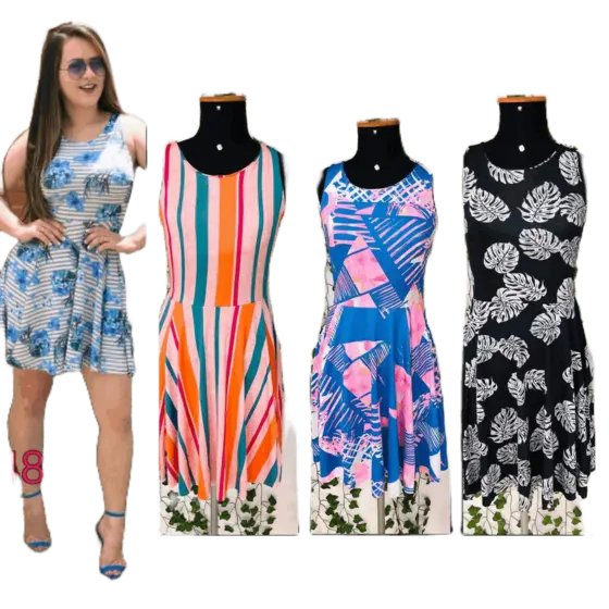 Vestido Fresquinho godê rodado com decote nas costas