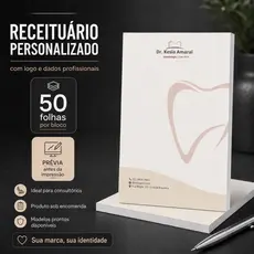 Receituário Personalizado com Logo | Blocos 50 Folhas para Consultório