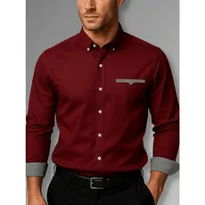Camisa Social Masculina Manga Longa Slim Fit Camisa Para o Natal