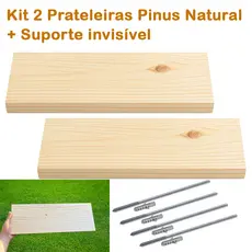 Prateleira de Madeira Pinus Natural 2 Unidades | Suporte Invisível | 10 a 18cm de Largura x 20 a 100cm de Comprimento