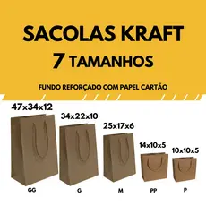 Sacolas Kraft 50u Bolsa Papel Presentes Delivery Comércio