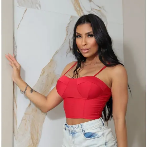 Cropped Croped Retro Curto Top Alça Moda feminina Verão Carnaval sensual Fahion Vintage Bojo Praia Balada Festa