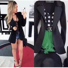 Blazer Blusa Cardigan Maxi Alongado Acinturado Moda Feminina Neopreme
