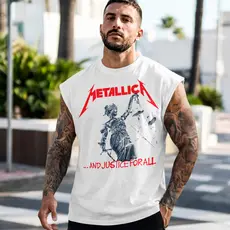 Camiseta Regata Machão Masculina Metallica Justice for All Regata Heavy Metal Urbana