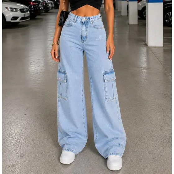 CARGO JEANS CALÇA FEMININA ELEGANTE