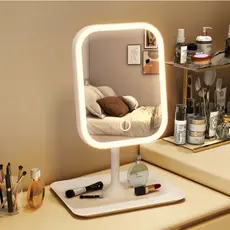 Espelho de mesa retangular para maquiagem com  luz de LED 3 modos de cores