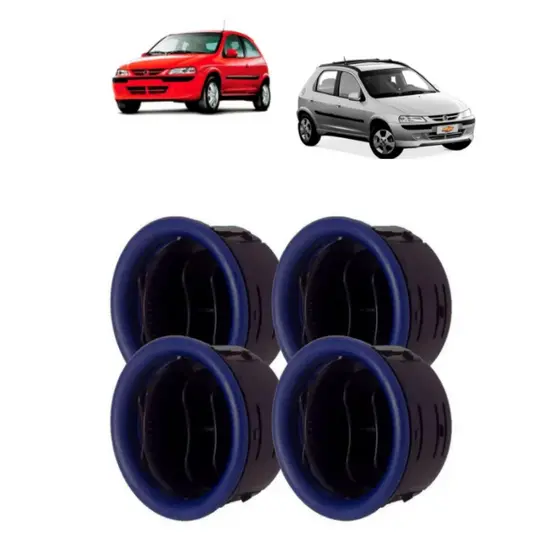 Kit Difusor De Ar Central Lateral Com Suporte Celta 2000 ate 2006  Azul