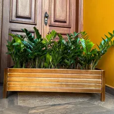 Jardineira Floreira De Madeira Ripada para Plantas 100x26cm
