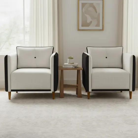 Kit 2 Poltronas Aviv Para Sala Escritório Recepção Linho Premium Easy Clean Corino Marrom Luxo