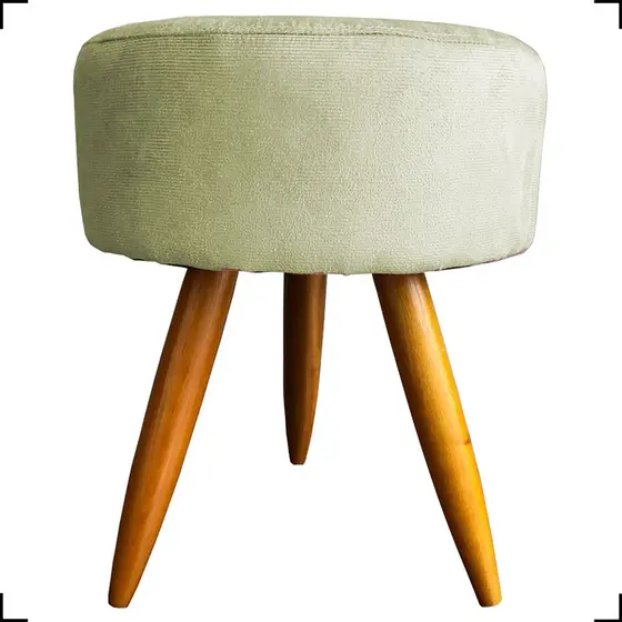 Puff Decorativo Para Sala e Recepção Redondo Com Pés Palito Suede Cores