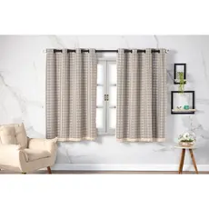 Cortina Com Blackout Prata 2,80m x 1,60m Sala Quarto Janela Voil Xadrez Varias Cores Veda Luz