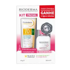 Kit Bioderma Protetor Solar Fps 70 Photoderm + Água Micelar Sensibio Anti Idade, Oleosidade, Pele Seca, Mista, Oleosa