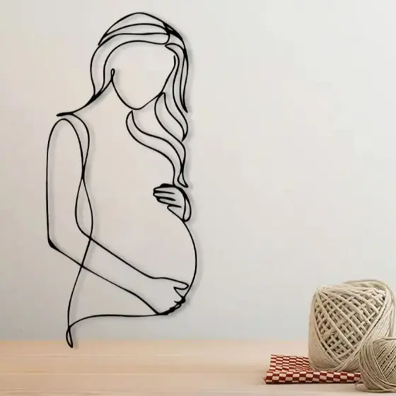 Quadro Decorativo Vazado Tema Gestação Minimalista Mulher Gestante Decoração Minimalista