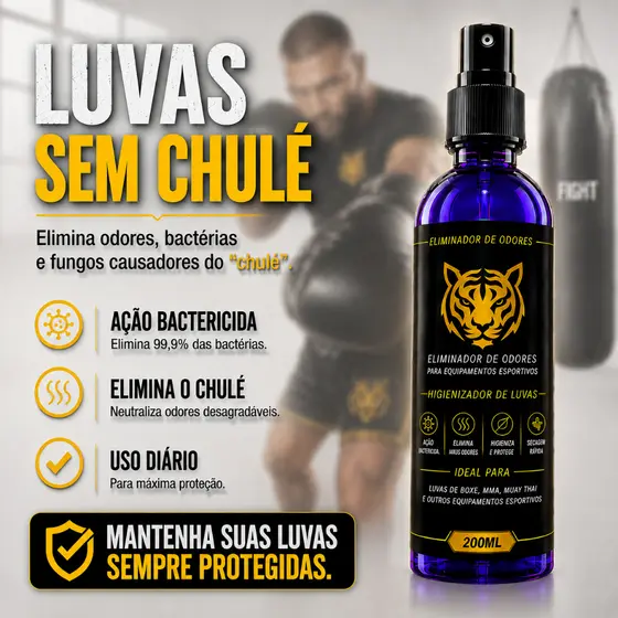 Higienizador de Luvas Spray Anti-Odor Equipamentos de Muay Thai, Boxe e Luta Luva Chulé OctoClean