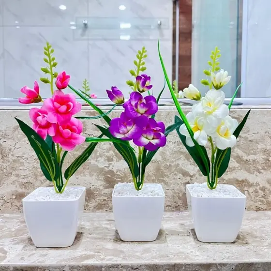 Arranjos de Flores Orquídeas Kit 3 Vasinhos Decorativos