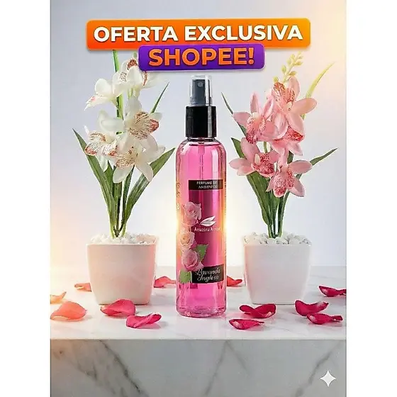 Kit Aromatizador de Ambiente Spray + 2 Vasos com Orquídeas Artificiais Decorativas