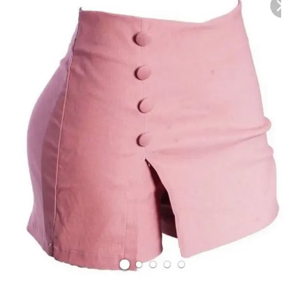 Short Saia Bengaline Cintura Alta Com Botões Lateral
