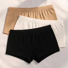 Kit 3 Calcinha Boxer Feminino Sem Costura Basico Tecido Suplex