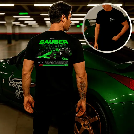 Camisa Sauber Stake Formula 1 Carro Camiseta Streetwear Masculina 100% Algodão Premium Carros JDM