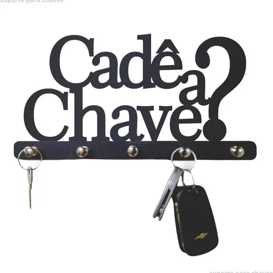 Porta Chaves Cadê A Chave? Parede Suporte Chaveiro Criativo