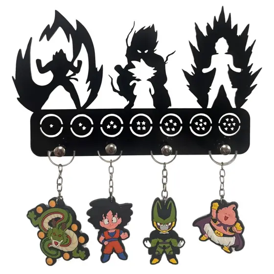 Kit Porta Chaves E Chaveiros Dragon Ball Z Organizador Parede