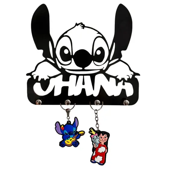 Porta Chaves Lilo & Stitch Ohana Chaveiro Decorativo