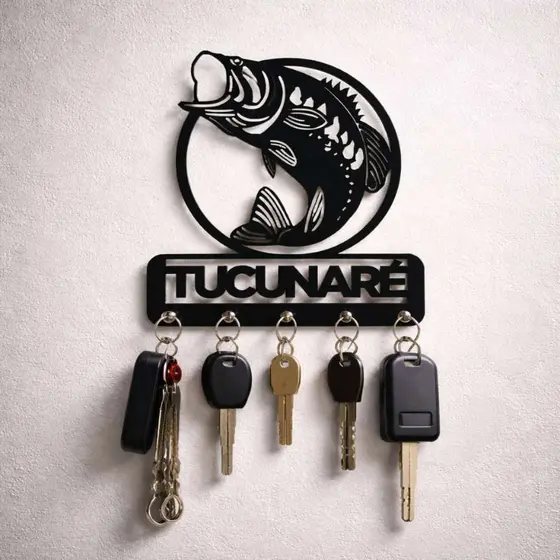 Porta Chaves Tucunaré Presente Pescador Peixe Decorativo