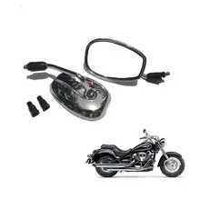 Par Espelho Retrovisor Moto Custom Café Racer Cromado Lente Convexa