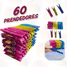 Kit com 60 / 48 / 36 / 24 / 12 Pregadores de Roupa em Plástico Reforçado - Cores Sortidas