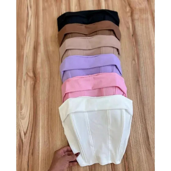 cropped tomara que caia corselet ribana moda verão top feminino 2025 levanta o seio justo no corpo alta qualidade c bojo