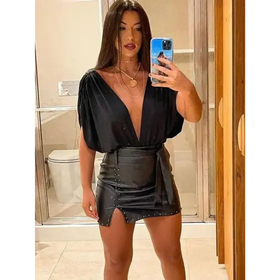 body decotado manga morcego suplex feminino moda primavera verão tendência elegante diferente festa balada dia dia duplo
